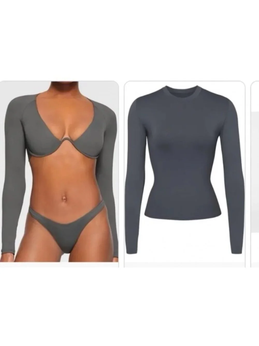 SKIMS SWIM LONG SLEEVE UNDERWIRE BIKINI TOP SIZE M